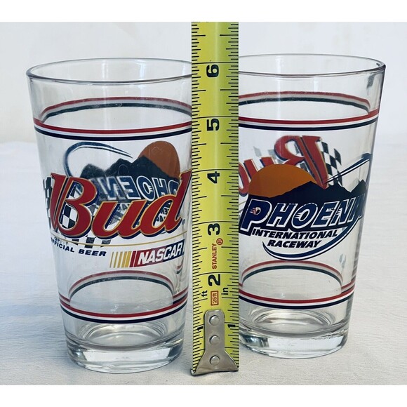 Beer Pint Glasses Bud Official Nascar PHOENIX International Speedway Set of 2 - Picture 8 of 8
